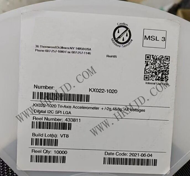 運(yùn)動(dòng)傳感器_KX022-1020_加速計(jì) X，Y，Z 軸 ±2g，4g，8g 0.39Hz ~ 800Hz 12-LGA