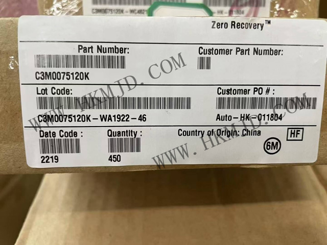 現(xiàn)貨供應(yīng) Wolfspeed C3M0075120K 1200V SiC MOSFET，75mΩ 低導(dǎo)通電阻