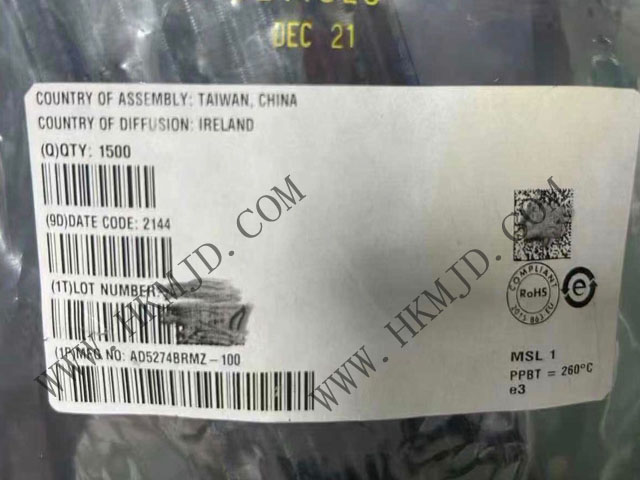 NEW（ADI）AD5274BRMZ-100：單通道、1%電阻容差、256位數(shù)字可變電阻器